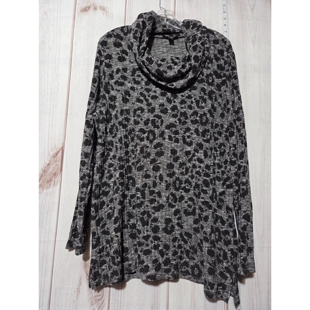 Tribal Sweater Womens 2XL Leopard‎ Print Cowl Neck Pullover Lightweight